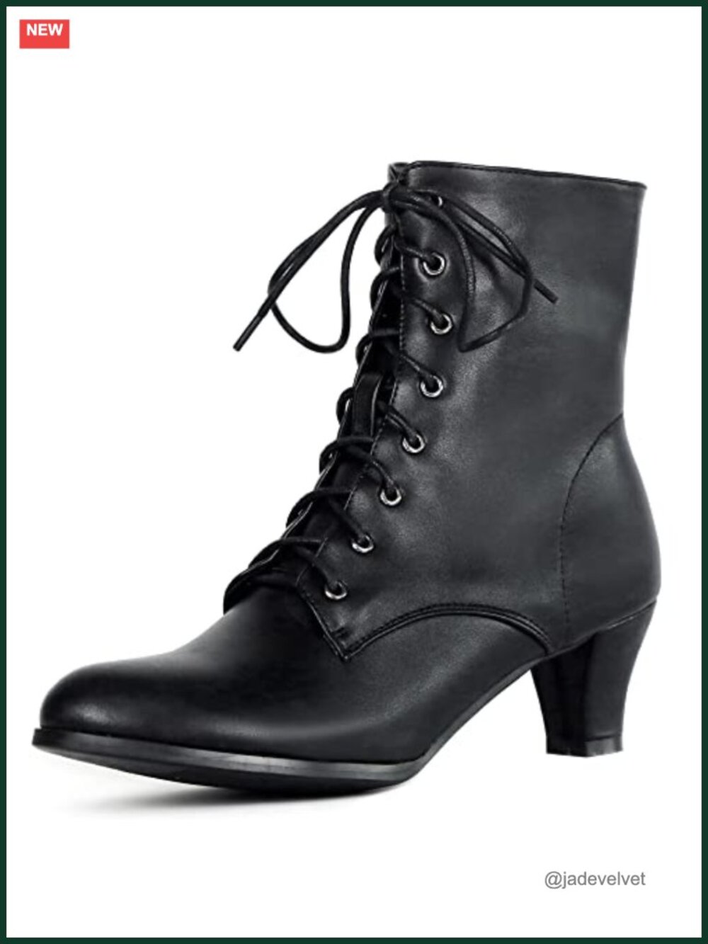 Victorian Lace Up Ankle Boots 2.36 In Mid Heel Cone Zip Almond Toe Booties